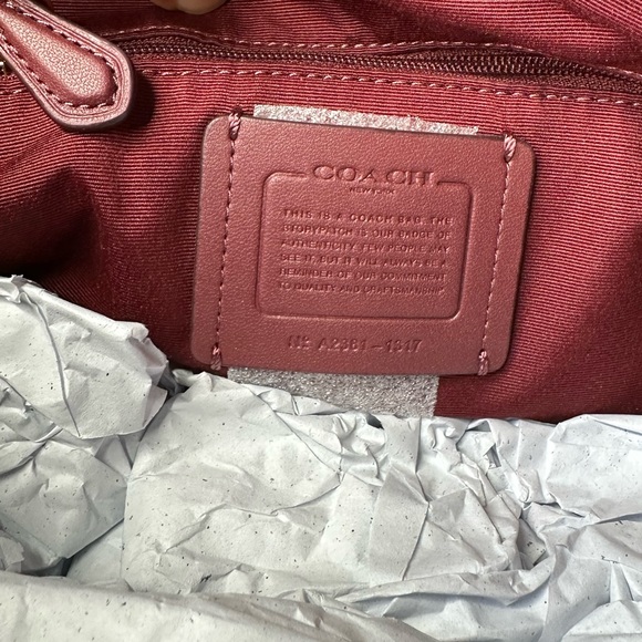 Coach Pebbled Leather Satchel Bag Purse in Rouge Mauve Pink with Gold Hardware - Picture 11 of 16